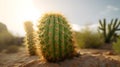 Close-Up of a Cactus in the Desert. Blurred Background