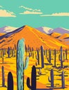 Cacti in Saguaro National Park Pima County Arizona WPA Poster Art