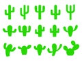 Cacti - vector collection. Cactus silhouettes. Flat cactus icons isolated on white
