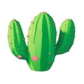 Watercolour Illustration of a Cute Cactus Sticker on an isolated white background.