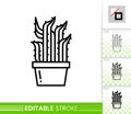 Cactus aloe succulent simple thin line vector icon