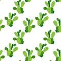 Cactus background, vector seamless pattern, isolated on white.