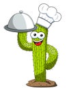 Cactus baseball ball character mascot cartoon tray cook vector isolated Royalty Free Stock Photo