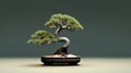 Cactus Bonsai Tree: Meticulous Photorealistic Still Life With Pine Cones