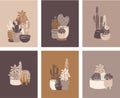 Cactus cards vintage collection. Succulent art print set. Vintage hand drawn style. Vector illustration