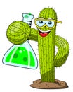 Cactus cartoon funny character chemist scientist experiment lab isolated