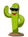 Cactus cartoon funny character vector cool rock greeting isolated