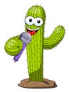 Cactus cartoon funny character vector microphone speaker presenter isolated