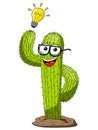 Cactus character mascot cartoon vector lightbulb idea innovation isolated