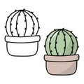 Cactus coloring book page. Cactus in a pot. Isolat Royalty Free Stock Photo