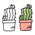 Cactus coloring book page. Cactus in a pot. Isolat Royalty Free Stock Photo