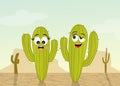 Cactus couple in the desert