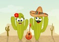 Cactus couple in the desert