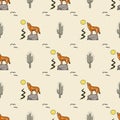 cactus coyote vector pattern