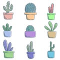 Cactus decoration element Set vector illustration