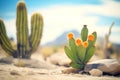 a cactus in a desert scene, showcasing arid hardiness zone