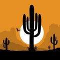 Cactus Desert symbol illustration. Vector Arizona logo Cactuses Royalty Free Stock Photo