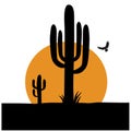 Cactus Desert symbol illustration. Vector Arizona logo Cactuses Royalty Free Stock Photo