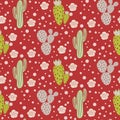 Cactus desert vector seamless pattern. Green and grey nature fabric print texture. Royalty Free Stock Photo