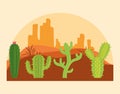 Cactus in desertscape scenery Royalty Free Stock Photo