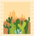 Cactus in desertscape scenery Royalty Free Stock Photo
