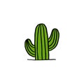 Cactus doodle icon, vector illustration