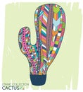 Cactus ethnic, tribal style. Boho mexican print.