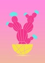 Cactus Fashion Set Design. Minimal Stillife. Trendy Bright Colors. Colorful Mood, colorful background. Vector Art Gallery Fashion Royalty Free Stock Photo