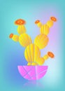 Cactus Fashion Set Design. Minimal Stillife. Trendy Bright Colors. Colorful Mood, colorful background. Vector Art Gallery Fashion Royalty Free Stock Photo