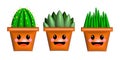 cactus in flower pot illustration isometric cartoon Royalty Free Stock Photo