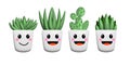 cactus in flower pot illustration isometric cartoon Royalty Free Stock Photo