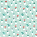 Cactus flower vases seamless pattern Royalty Free Stock Photo