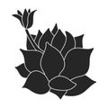 Cactus of flower vector icon.Black vector icon isolated on white background cactus of flower. Royalty Free Stock Photo