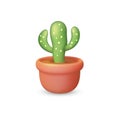 Cactus in flowerpot isolated realistic houseplant