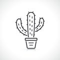 Cactus flowerpot thin line icon