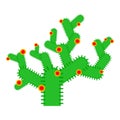 Cactus with flowers Cute isolated. funny peyote cartoon style