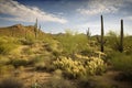 cactus forest with towering saguaros and other plants in the background