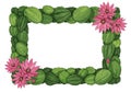 Cactus frame with pink flowers illustration on white background Royalty Free Stock Photo