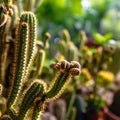 Cactus in the garden. Selective focus and shallow depth of field