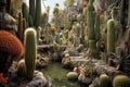 cactus garden with various species and interesting shapes