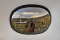 Cactus garden view through the window Lanzarote, Spain Royalty Free Stock Photo