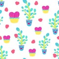 Cactus girly seamless pattern Royalty Free Stock Photo