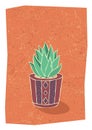 Cactus in hand drawn flower pot. Home wall decor in scandinavian style. Poster for living room. Vector illustration.