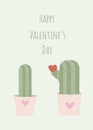 Illustration with in love cactus