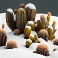 The cactus in the harsh desert between snow and ice - Generate Artificial Intelligente - AI Royalty Free Stock Photo