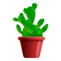 Cactus houseplant icon, cartoon style