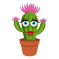 Cactus icon. Cartoon cactus in a pot. Prickly plant. Royalty Free Stock Photo