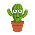 Cactus icon. Cartoon cactus in a pot. Prickly plant.