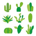 Cactus Icon Flat Design Element Plants Pot Flower Prickle Cartoon Vector Royalty Free Stock Photo