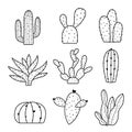 Cactus Icon Flat Design Element Plants Pot Flower Prickle Cartoon Vector
